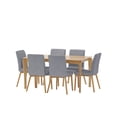 thumbnail image 3 of GDF Studio Amesbury Wood and Fabric 7 Piece Dining Set, Natural Oak, Dark Gray, 3 of 10