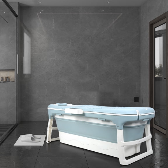 solautey Foldable Bathtub, Portable Freestanding Bathtub No Installation, Bathroom SPA Soaking Bath Tub, Shower Stall Collapsible Hot & Ice Bath for Indoor Outdoor - 58/50/46 inch