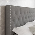 thumbnail image 3 of Skyline Decor Linen Panel Upholstered Platform Bed Frame, Grey, Queen, 3 of 5