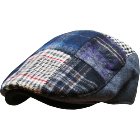 Gray Multi Patch Plaid Wool Blend Newsboy Gatsby Ivy Hat Golf Driver