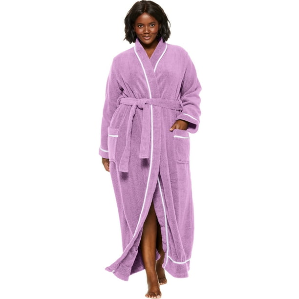 Dreams & Co. Dreams & Co. Women's Plus Size Spa Terry Long Wrap Robe