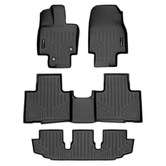 SMARTLINER Floor Mats 3 Row Liner Set Black Compatible With 2020-2022 Highlander (Fits with 2nd Row Bench or Bucket Seats with Center Console)