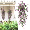 thumbnail image 2 of Artificial Hanging Flowers Plants for Outdoor Spring Decor, Realistic Bloom with Leaves for Home Indoor Planter, Porch Patio Balcony Yard Decoration, 1 Artificial Eucalyptus Violet Wall Hanging, 2 of 8