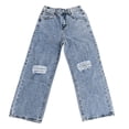 thumbnail image 7 of CPNG Boys Baggy Ripped Jeans Straight Wide Leg Distressed Pants Casual Lightweight Fashion Button Front Zipper Denim Pants(Light Blue,12-13 Years), 7 of 7