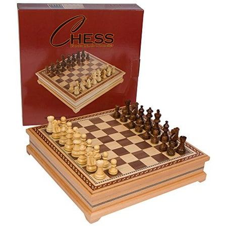 Helen Chess Inlaid Wood Board Game with Weighted Wooden Pieces - 15 Inch (Best Wahoo Fishing In The World)