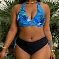 thumbnail image 4 of Swimming Suits for Women Two Piece Tummy Control Swimwear V Neck Push Up Bikini Top with Bottom Plus Size Fashion, 4 of 6