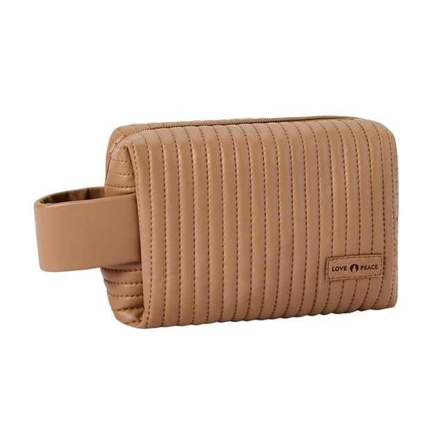 Neceser multiusos impermeable con cremallera suave, , portátil, neceser de maquillaje, organizador de viaje para accesorios, artículos de Marrón Colco Bolsa cosmética