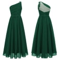 thumbnail image 1 of Alvivi Robe de Fête de Mariage en Chiffon Froncé pour Filles, Robe de Bal à une Épaule Verte 10, 1 of 5