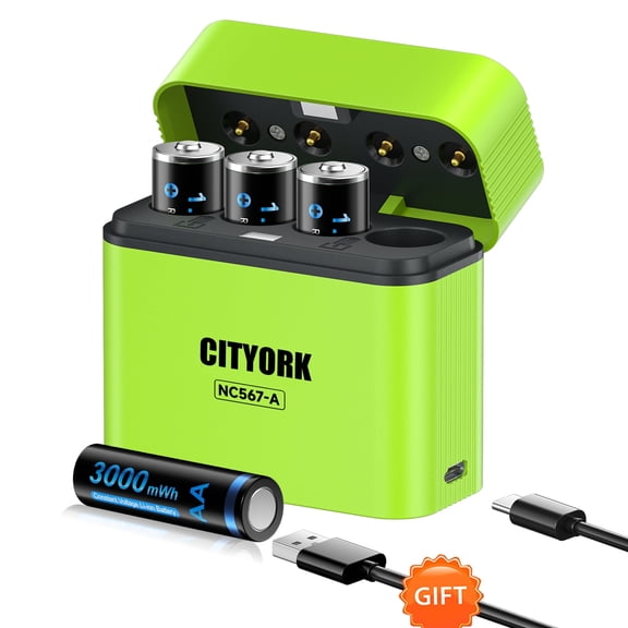 Rechargeable AA Batteries Lithium with Charger,4 Pack 1.5V 3000mWh Double A Rechargeable Battery,Long Lasting Pilas Recargables AA Battery with 4 Bay Charging Storage Box for 1.5V Li-on AA Battery