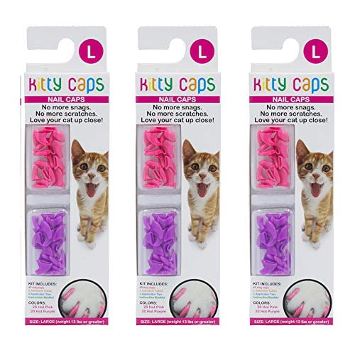 Kitty Caps Nail Caps for Cats Hot Purple & Hot Pink, 40 Count, Large