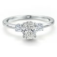 thumbnail image 3 of Gem Stone King 14K White Gold DEF Lab Grown Diamond and White Moissanite Engagement Ring for Women | 0.90 Cttw | Oval 7X5MM | Gemstone April Birthstone | Size 5, 3 of 6