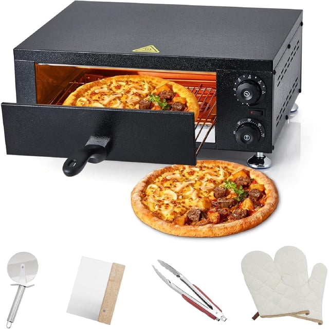 Ourlova Commercial Electric Pizza Oven 12 Inch 1100w Sealed Design Countertop Stainless Steel Pizza Maker With Timer For Restaurant Fast Food And Professional Indoor Cooking Equipment