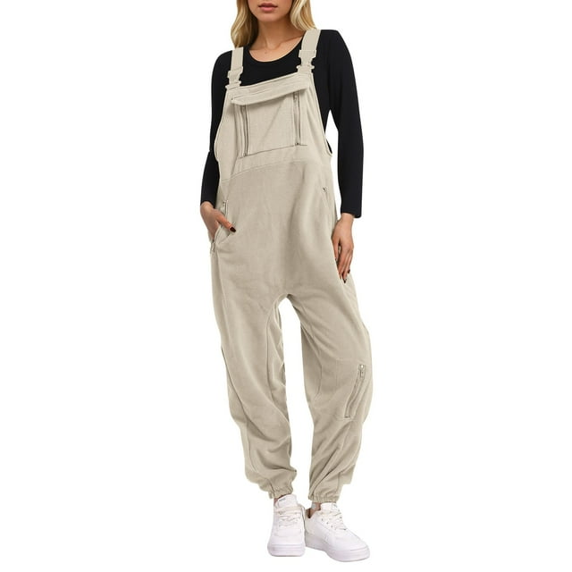 Salopette Brossée pour Femmes Bretelles Ajustables Pantalon de Ski d'Hiver