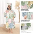 thumbnail image 4 of Wearable Blanket with Sleeves and Pocket Oversized Hooded Sweatshirt 3-14 YR Pastel-colored Cats and Flowers M, 4 of 7