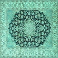 thumbnail image 1 of Ahgly Company Machine Washable Indoor Square Persian Turquoise Blue Traditional Area Rugs, 5' Square, 1 of 4