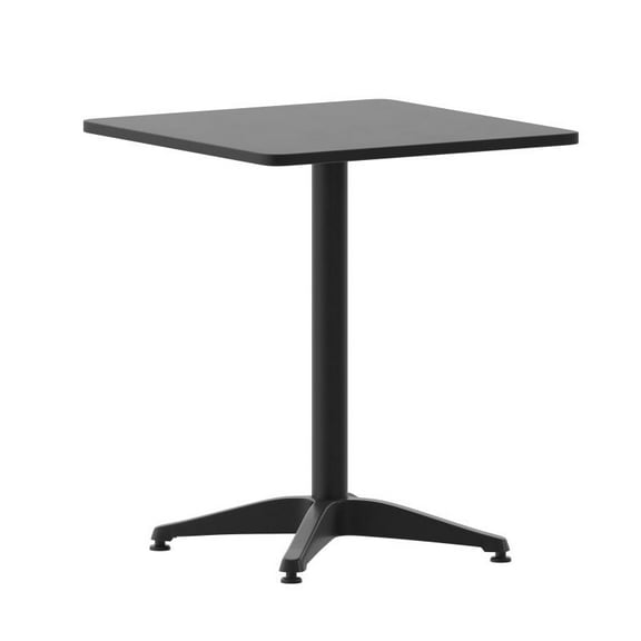 23.5'' Square Black Aluminum Commercial Restaurant Dining Table with Metal Base For Indoor or Outdoor Use
