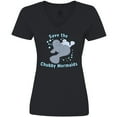 thumbnail image 3 of Inktastic Save the Chubby Mermaids with Cute Manatees Women's V-Neck T-Shirt, 3 of 5