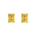 thumbnail image 3 of Clara Pucci 1Ct Yellow Emerald Cut VVS1 Screw Back Stud 18k Solid hypoallergenic Gold Designer Earrings For April, 3 of 7