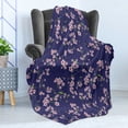 thumbnail image 4 of Japanese Soft Flannel Fleece Throw Blanket, Blooming Sakura Cherry Branches Chinese Oriental Kimono Pattern, Cozy Plush for Indoor and Outdoor Use, 60" x 80", Purple Rose Fern Green, by Ambesonne, 4 of 5