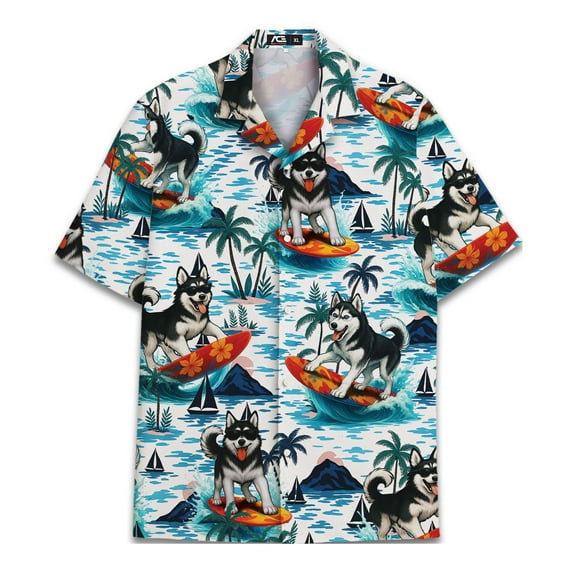 Mens Hawaiian Shirts Button Down Short Sleeve Shirt Funny Dog Hawaiian Shirt Beach Summer Hawaiian Shirts for Men Pet Lovers