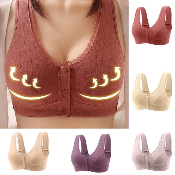 Lovzfmll Bras for Women, Plus Size Front Closure Push-Up Bralette Bra, Standard Straps Push-Up Pull-On Stretchable Comfort Front Open Bra