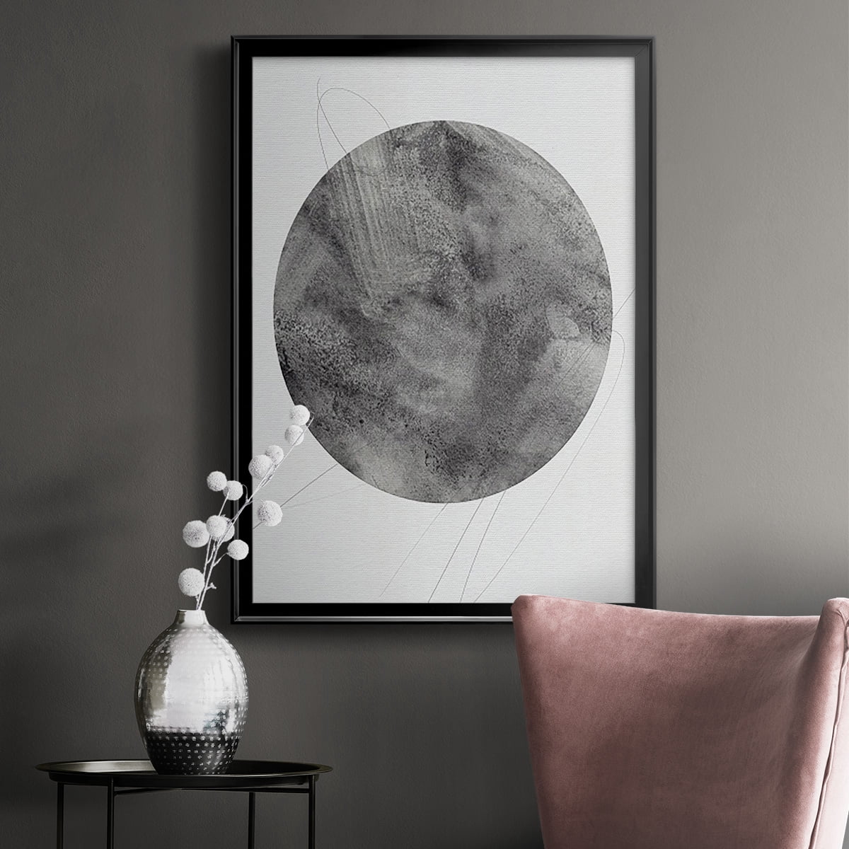 Graphite Moon II Premium Framed Print, in Gold, Black, or Silver - Ready to Hang