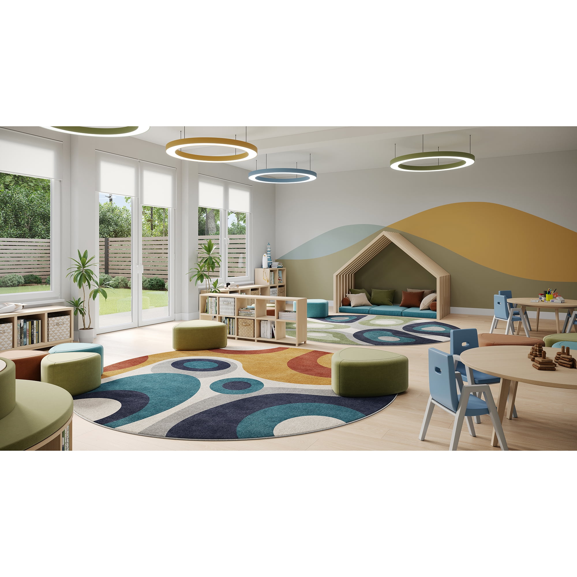 Warm Embrace 7'7" Round Area Rug in Color Multi