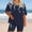 Navy#2, variant on CheerKidz Womens Plus Size Printed V Neck Short Sleeve Top and Pants Set Comfortable Home Wear Pajama Suit for Lounge and Sleep