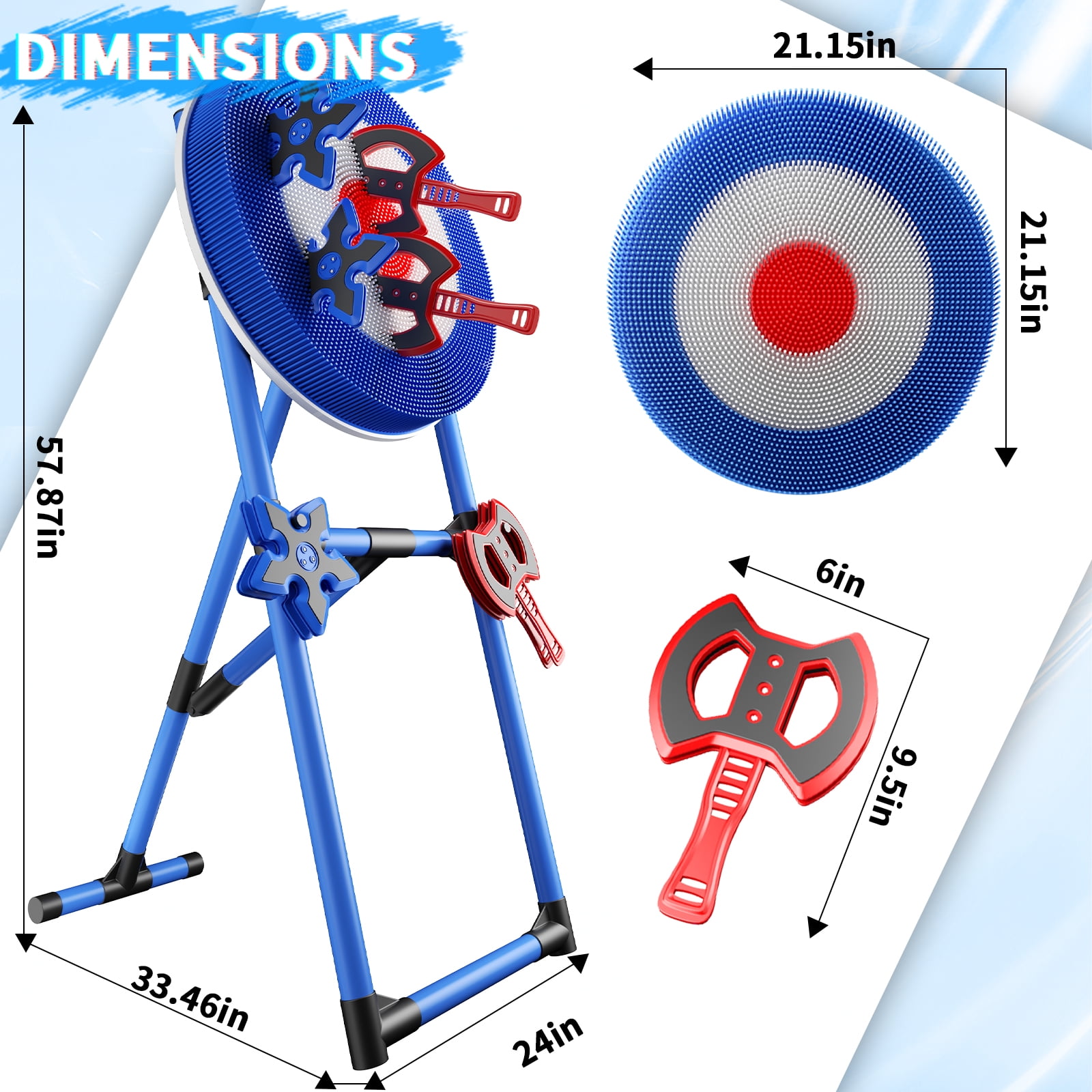 Family Axe Throwing Game with 4 Axes & 4 Darts for Kids & Adults,Axe Throwing Game for Backyard, Indoor &Outdoor,Yard Games,Carnival Games（Blue）