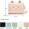 thumbnail image 4 of Girls Cute 3D Cat Face Glitter Ears Wallet with Tail Tri-folded Wallet ID Card Case with Zipper Pocket BLACK, CAT, 4 of 5