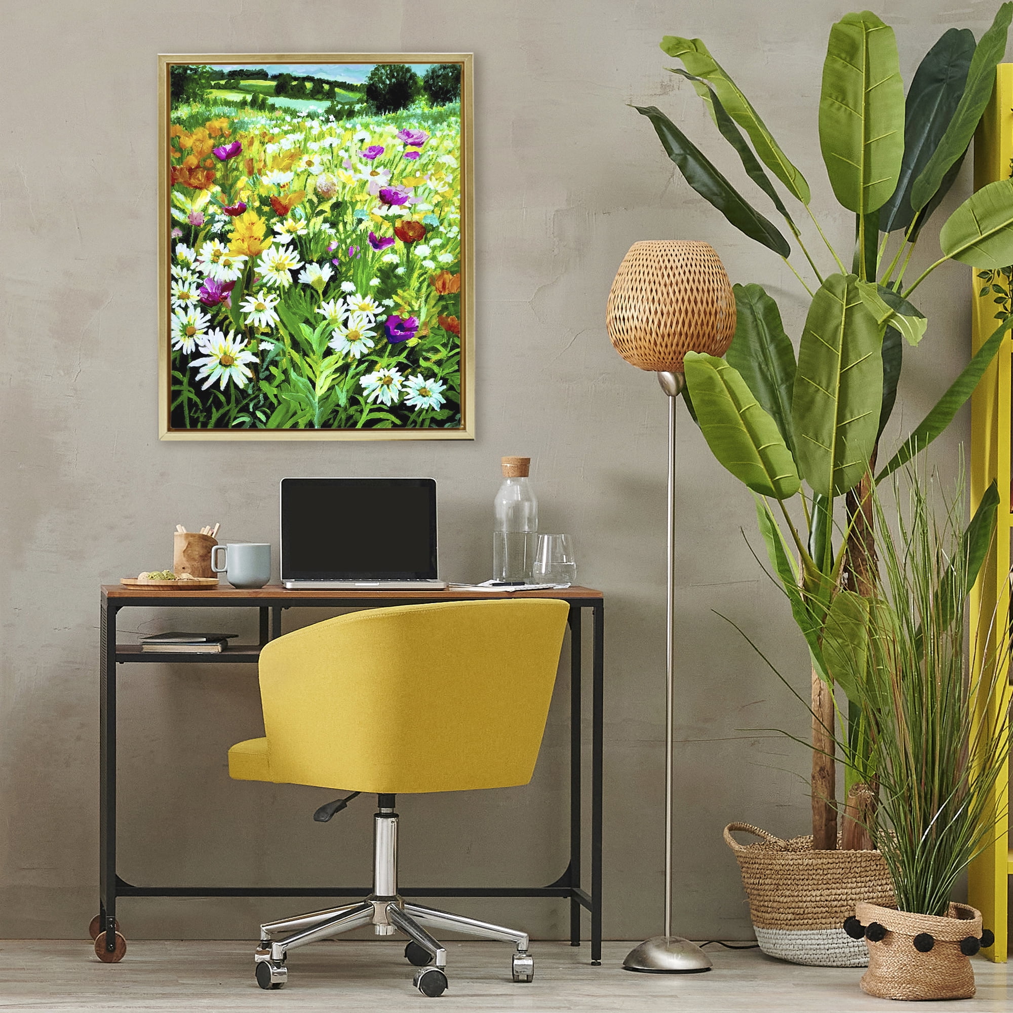 Stupell Industries Hillside Fusion Meadow Gold Framed Floater Canvas Wall Art, design by Lee Ann Zirbes