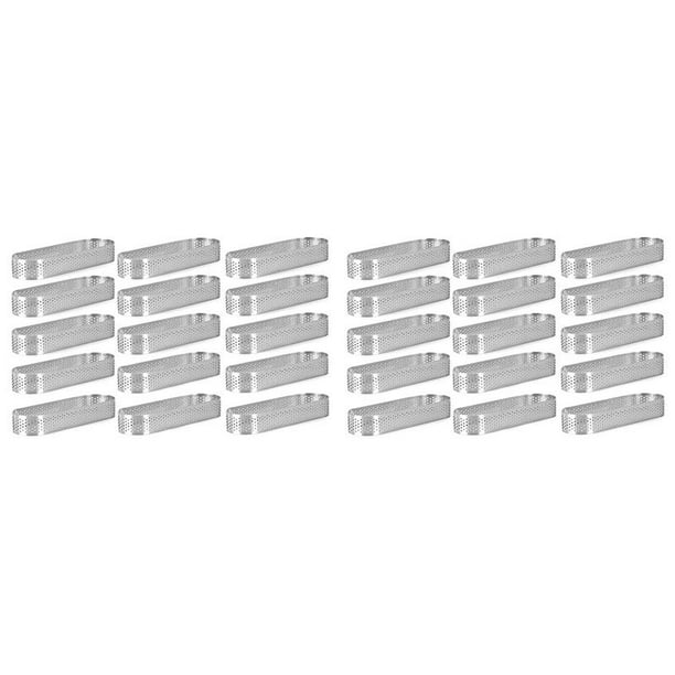 30 Piezas Moldes Ovalados para Tartaleta Moldes para Tarta Perforados para Hornear Anillo de Forma Redonda de Acero Inoxidable para Tarta Mousse Pies Quiche