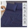 thumbnail image 2 of TiaGOC 100% Cotton Sheets for Full Size Bed - Crispy Cooling Percale Sheets - Breathable & Durable Full Sheet Set - 16 Inches Deep Pocket Full Size Sheets - Navy Stripes - 4 Pieces, 2 of 9