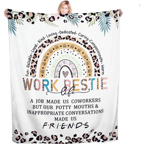 Work Bestie Gifts for Women, Best Friend Blanket, Friends Blanket for BFF Gifts, Unique Friendship Blanket for Bestie, Bestfriend Gift Ideas - Throw Blankets with Loving Messages 50"x60"