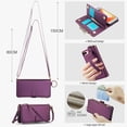 thumbnail image 2 of Crossbody Wallet Case for iPhone 7 / iPhone 8 / iPhone SE 2022 & 2020 RFID Blocking Card Slots, PU Leather Magnetic Snap Wristband Strap Zipper Pocket Phone Case with Stand Ring Buckle, Deeppurple, 2 of 7