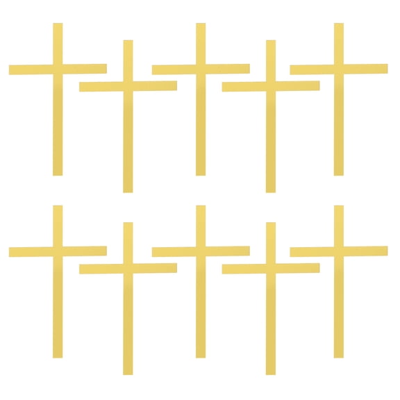 Topbathy Golden Acrylic Cross Cake Toppers, Creative Inserts for Wedding and Birthday Parties, 10Pcs