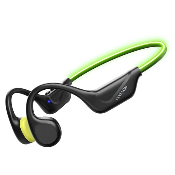 DOOGEE Bone Conduction Headphones with LED Light, 10H IPX6 Bluetooth 6.0 Open Ear Headphones, Dual Device Connection, Wireless Bone Conduction Headphone for Running, Cycling