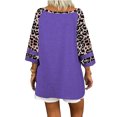 thumbnail image 4 of Camisetas de manga corta con cuello en V para mujer, camisetas casuales de retazos de leopardo, camisetas Pompotops hfajkhk123641, 4 of 5