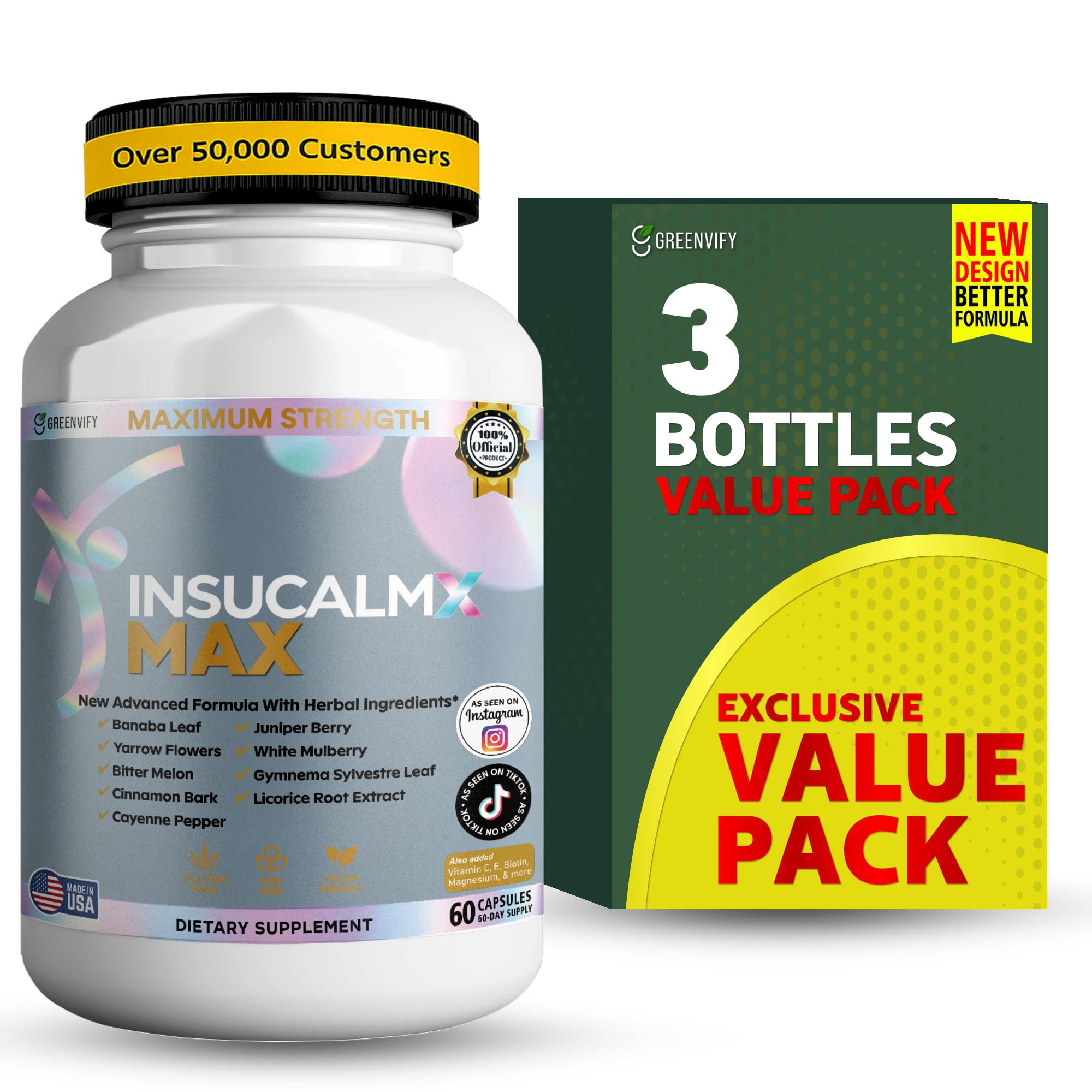 GreenVify InsuCalmX Max Dietary Supplement Capsules