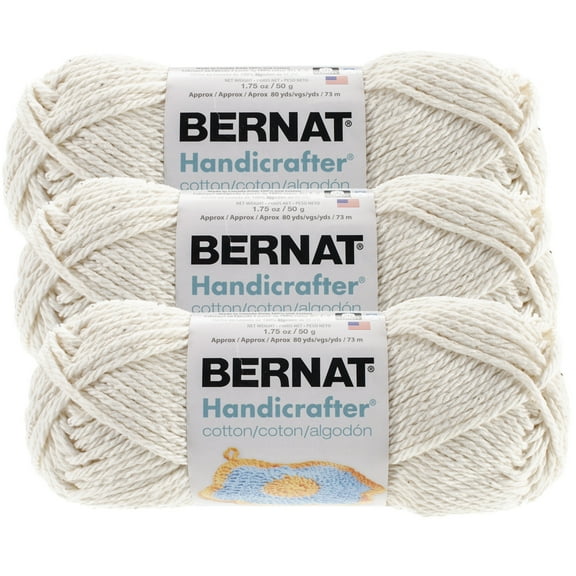 (Pack of 3) Bernat Handicrafter Cotton Yarn - Solids-Off White