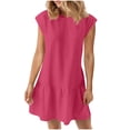 thumbnail image 2 of ZHYou Womens Dresses Casual Short Sleeve, Tiered, Mini Dress, Soft Breathable Lightweight, Comfortable SummerDress, with Pocket,Hot Pink,S, 2 of 6