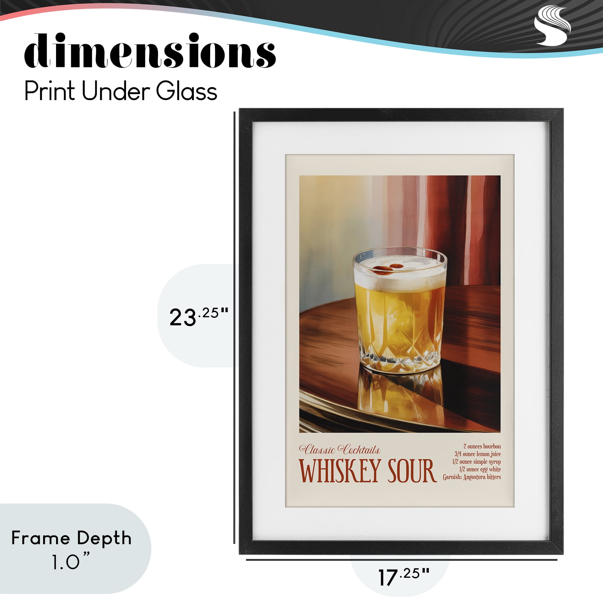 Stupell Industries Whiskey Sour on Table Black Framed Print Under Glass, design by Andreas Magnusson