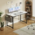 thumbnail image 6 of EDX 47" Computer Desk with Metal Frame, Scratch-Resistant Surface & Side Storage Bag – Modern Office Desk, White, 6 of 8