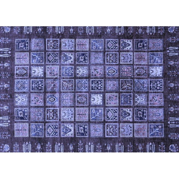 Ahgly Company Machine Washable Indoor Rectangle Abstract Blue Modern Area Rugs, 8' x 12'