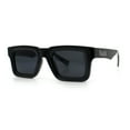 thumbnail image 5 of Kush Graffiti Logo Hipster Horn Rim Thick Plastic Mens All Black Sunglasses Silver Logo, 5 of 8