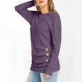 thumbnail image 3 of Womens Ribbed Tunic Tops Side Buttons Long Sleeve Crewneck Pullover Knit Tops Fall Spring Winter Base Sweaters (2XL, Purple), 3 of 6