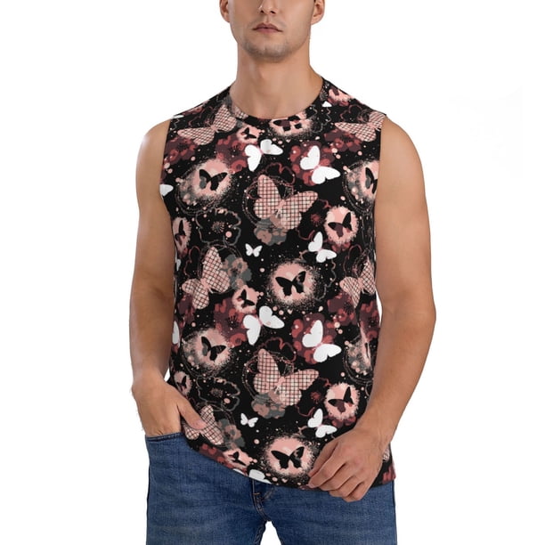 Balery Butterflies1 Camisetas sin mangas para hombre, absorbe la humedad y protege contra el mal olor.-XX-Large