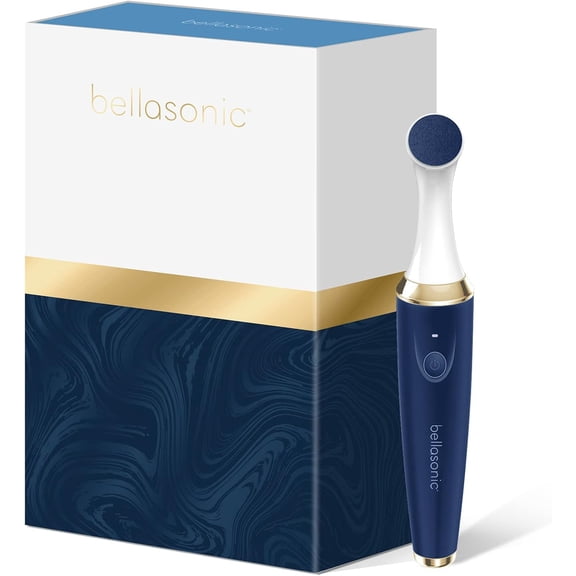 BELLASONIC 4-in-1 Rechargeable Electric Nail File Set with Travel Pouch - Unique Oscillating Head - Shape, Smooth, Buff & Shine Nails - Remove Cuticles & Calluses (Navy/Gold)