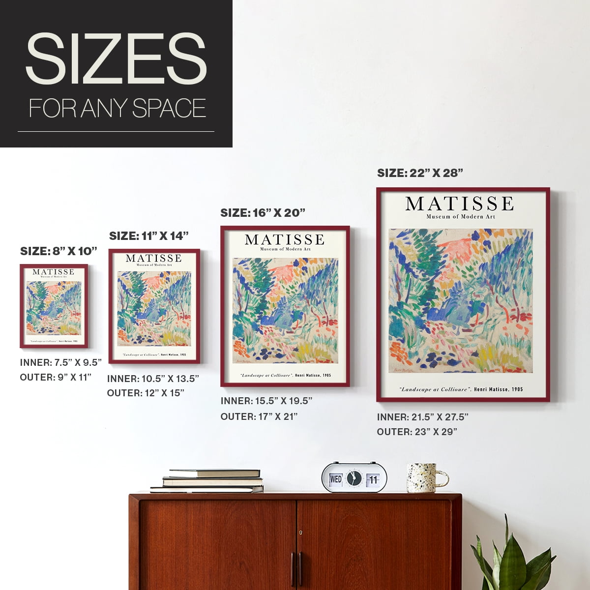 Matisse CLXXVI Framed Print in Red Solid Wood 22 x 28 Framed Print
