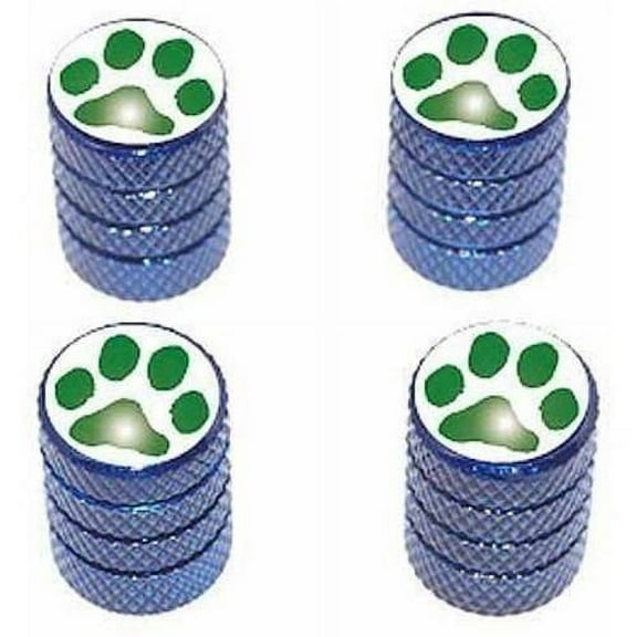 Paw Print Green Tire Rim Wheel Aluminum Valve Stem Caps, Multiple Colors